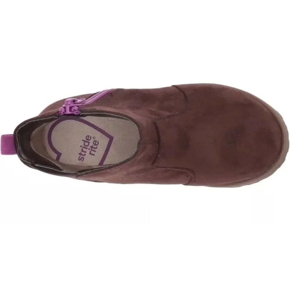 Stride Rite Lucy 2 Supportive Girls Ankle Boots Chocolate Brown Booties Size 11